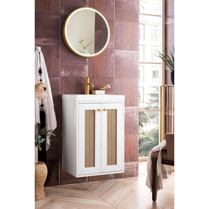 James Martin Vanities Chianti 20" Glossy White Single Vanity Cabinet With White Glossy Composite Countertop