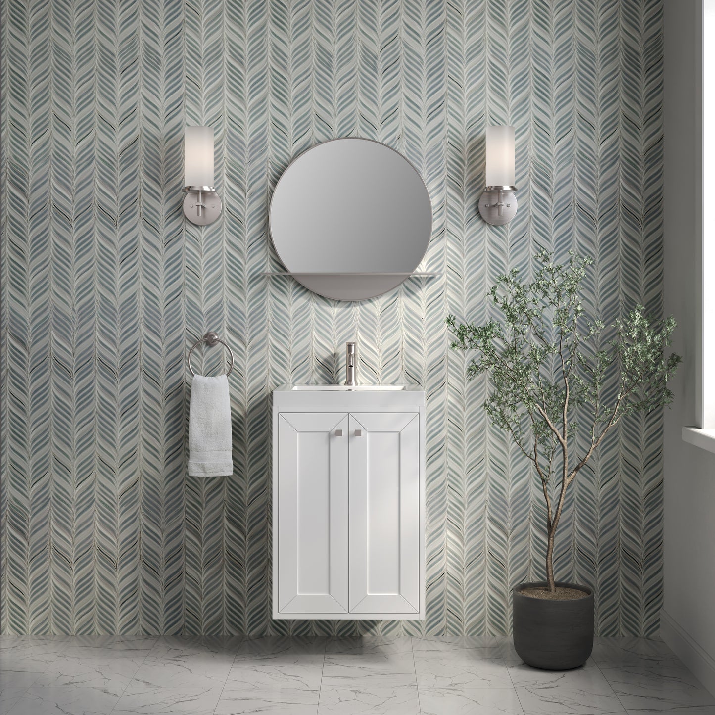 James Martin Vanities Chianti 20" Glossy White Single Vanity With White Glossy Composite Stone Top