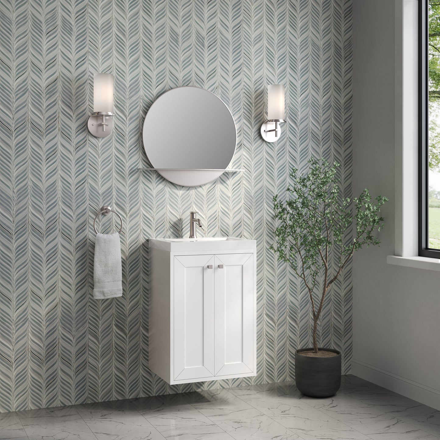 James Martin Vanities Chianti 20" Glossy White Single Vanity With White Glossy Composite Stone Top