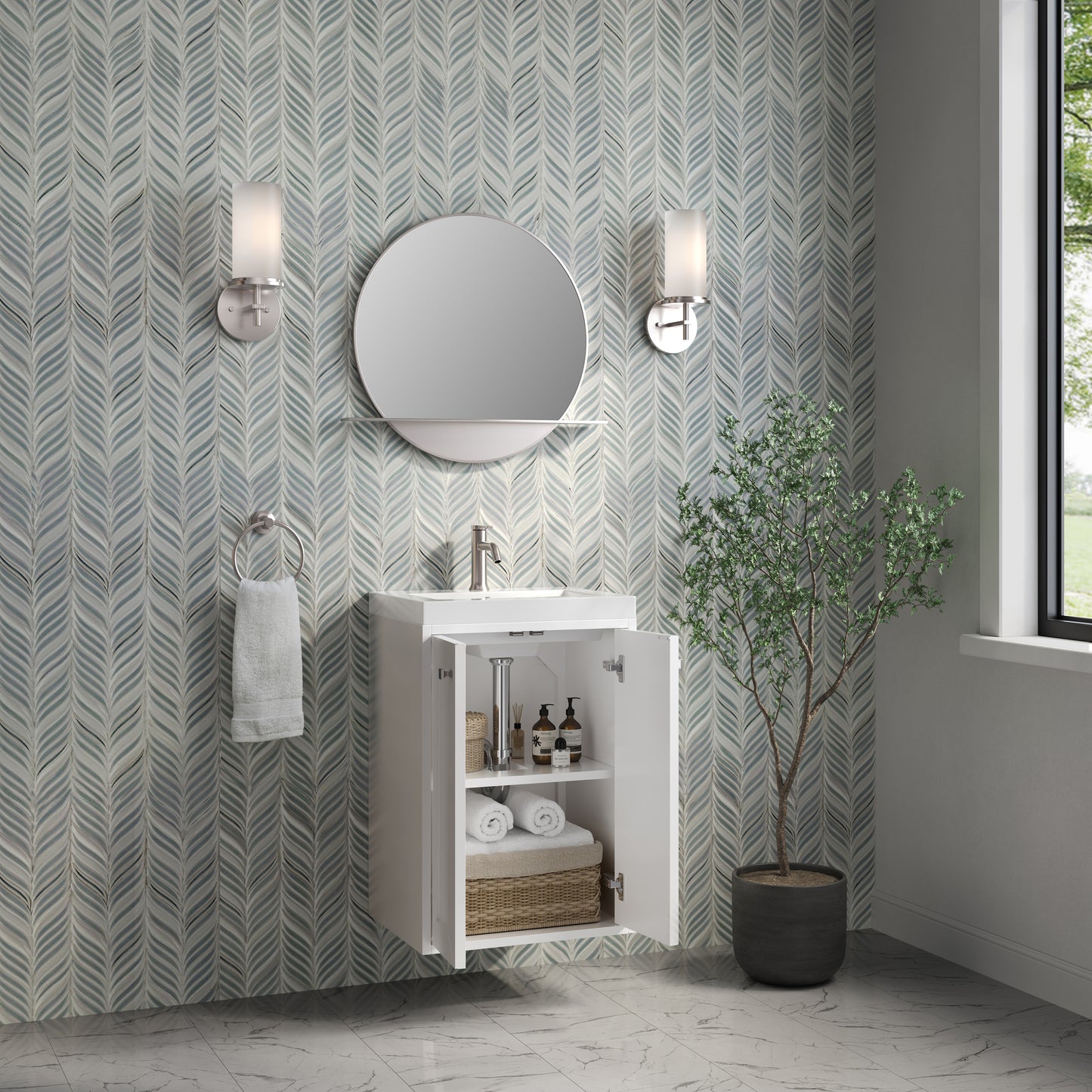 James Martin Vanities Chianti 20" Glossy White Single Vanity With White Glossy Composite Stone Top