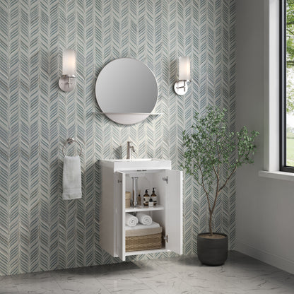 James Martin Vanities Chianti 20" Glossy White Single Vanity With White Glossy Composite Stone Top