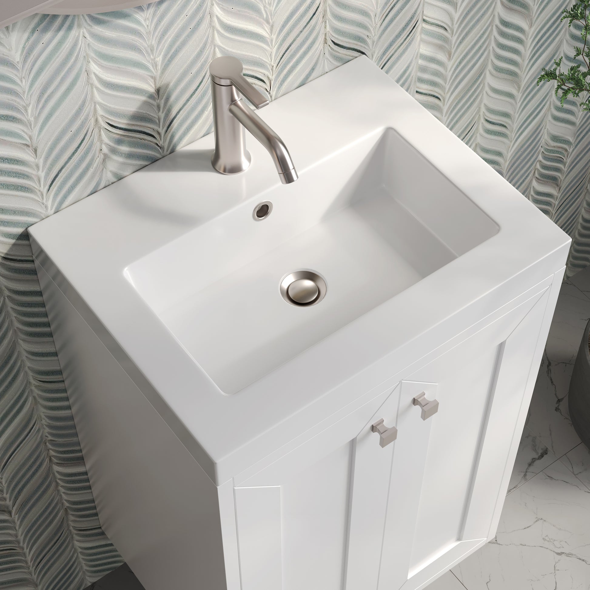 James Martin Vanities Chianti 20" Glossy White Single Vanity With White Glossy Composite Stone Top