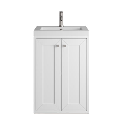 James Martin Vanities Chianti 20" Glossy White Single Vanity With White Glossy Composite Stone Top