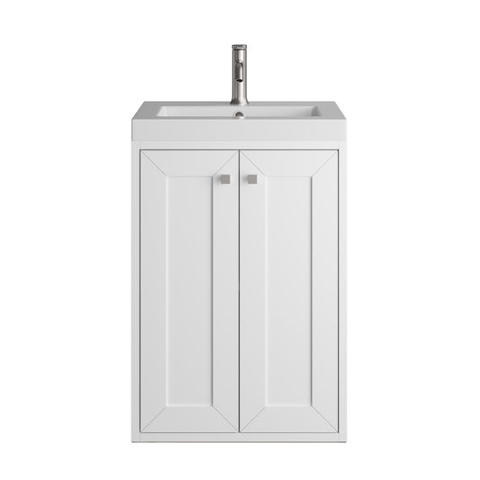 James Martin Vanities Chianti 20" Glossy White Single Vanity With White Glossy Composite Stone Top