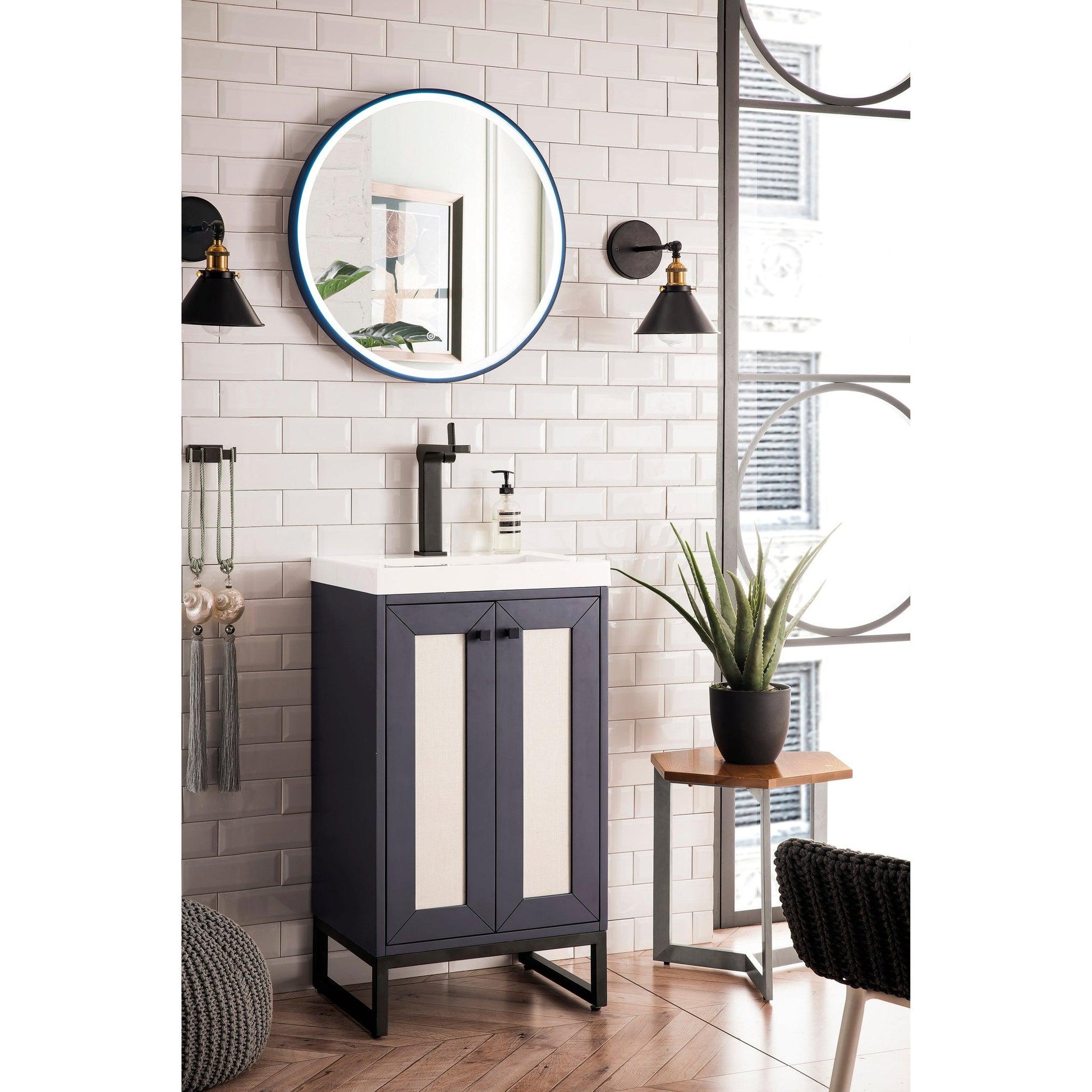 James Martin Vanities Chianti 20" Mineral Grey, Matte Black Single Vanity Cabinet