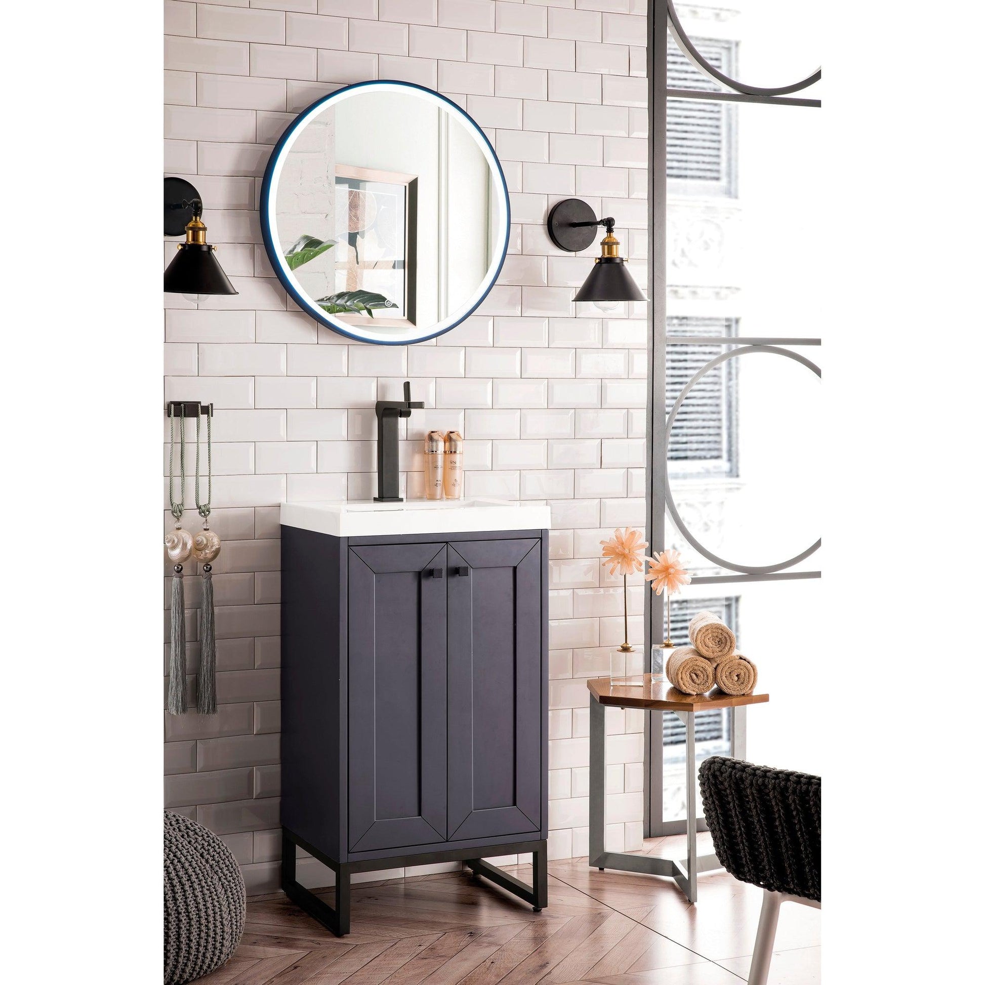 James Martin Vanities Chianti 20" Mineral Grey, Matte Black Single Vanity Cabinet