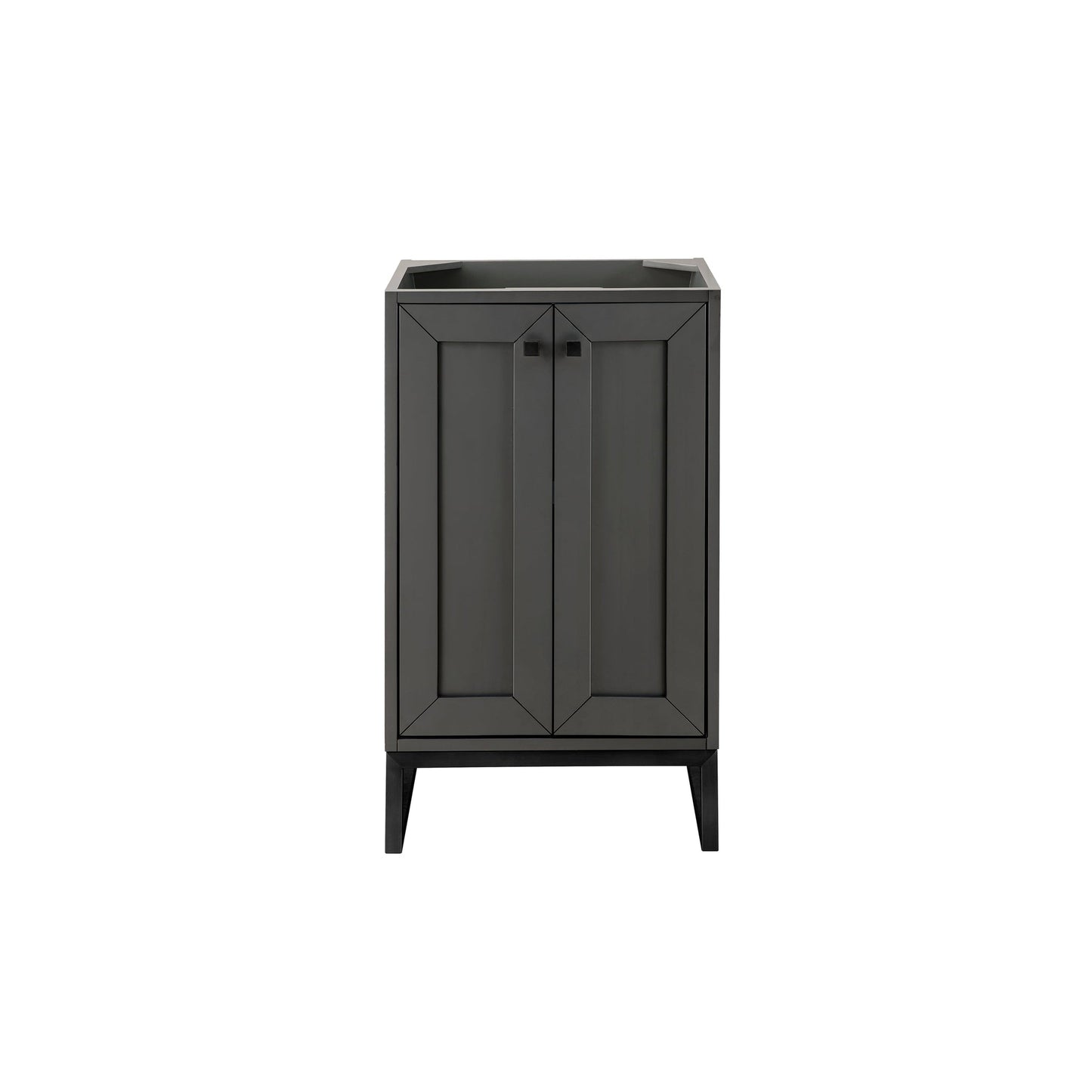 James Martin Vanities Chianti 20" Mineral Grey, Matte Black Single Vanity Cabinet With White Glossy Composite Countertop