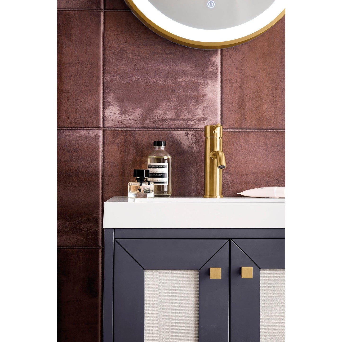 James Martin Vanities Chianti 20" Mineral Grey, Radiant Gold Single Vanity Cabinet