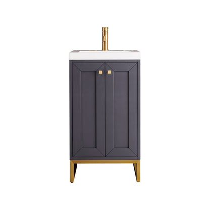 James Martin Vanities Chianti 20" Mineral Grey, Radiant Gold Single Vanity Cabinet