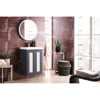 James Martin Vanities Chianti 20" Mineral Grey Single Vanity Cabinet With White Glossy Composite Countertop