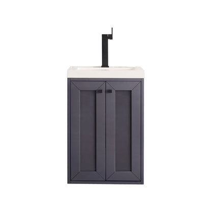 James Martin Vanities Chianti 20" Mineral Grey Single Vanity Cabinet With White Glossy Composite Countertop