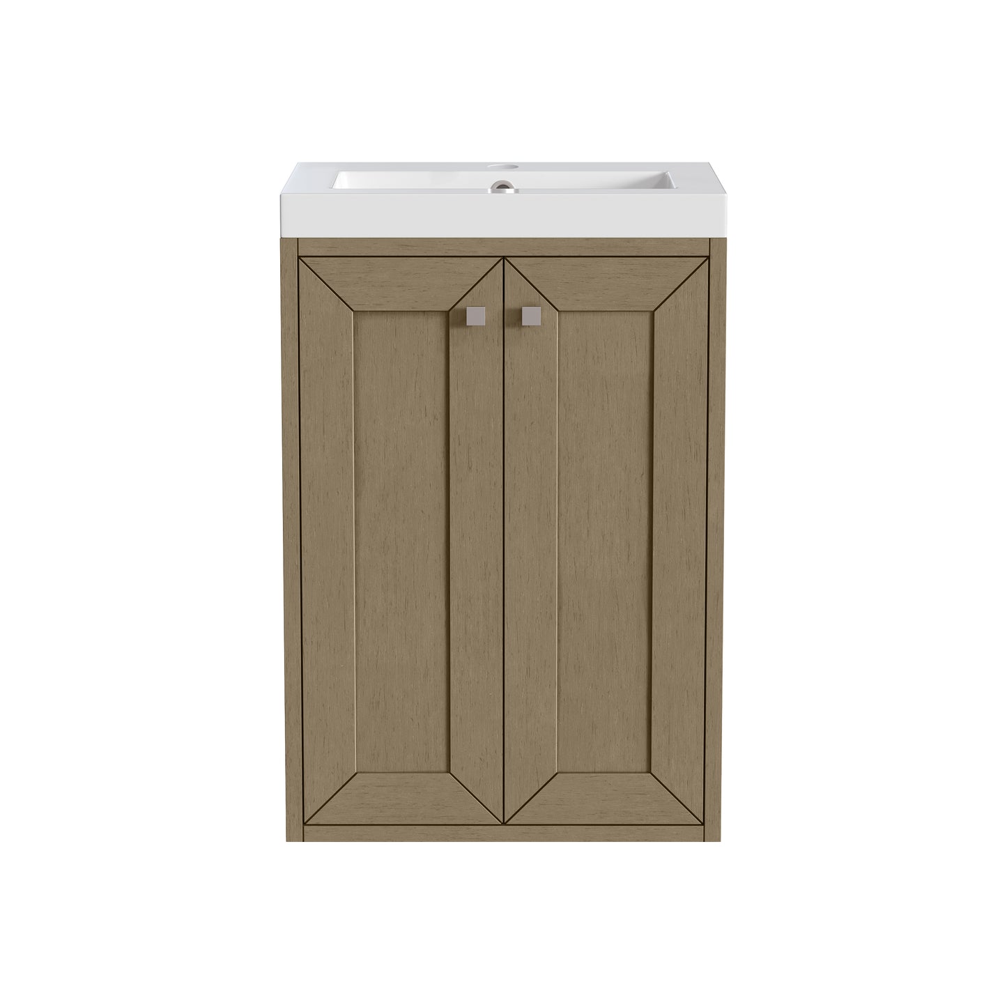 James Martin Vanities Chianti 20" Walnut Whisper Brushed Nickel Base Single Vanity With White Glossy Composite Stone Top
