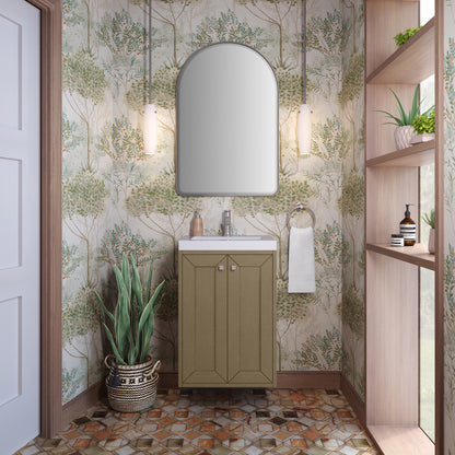 James Martin Vanities Chianti 20" Walnut Whisper Brushed Nickel Base Single Vanity With White Glossy Composite Stone Top