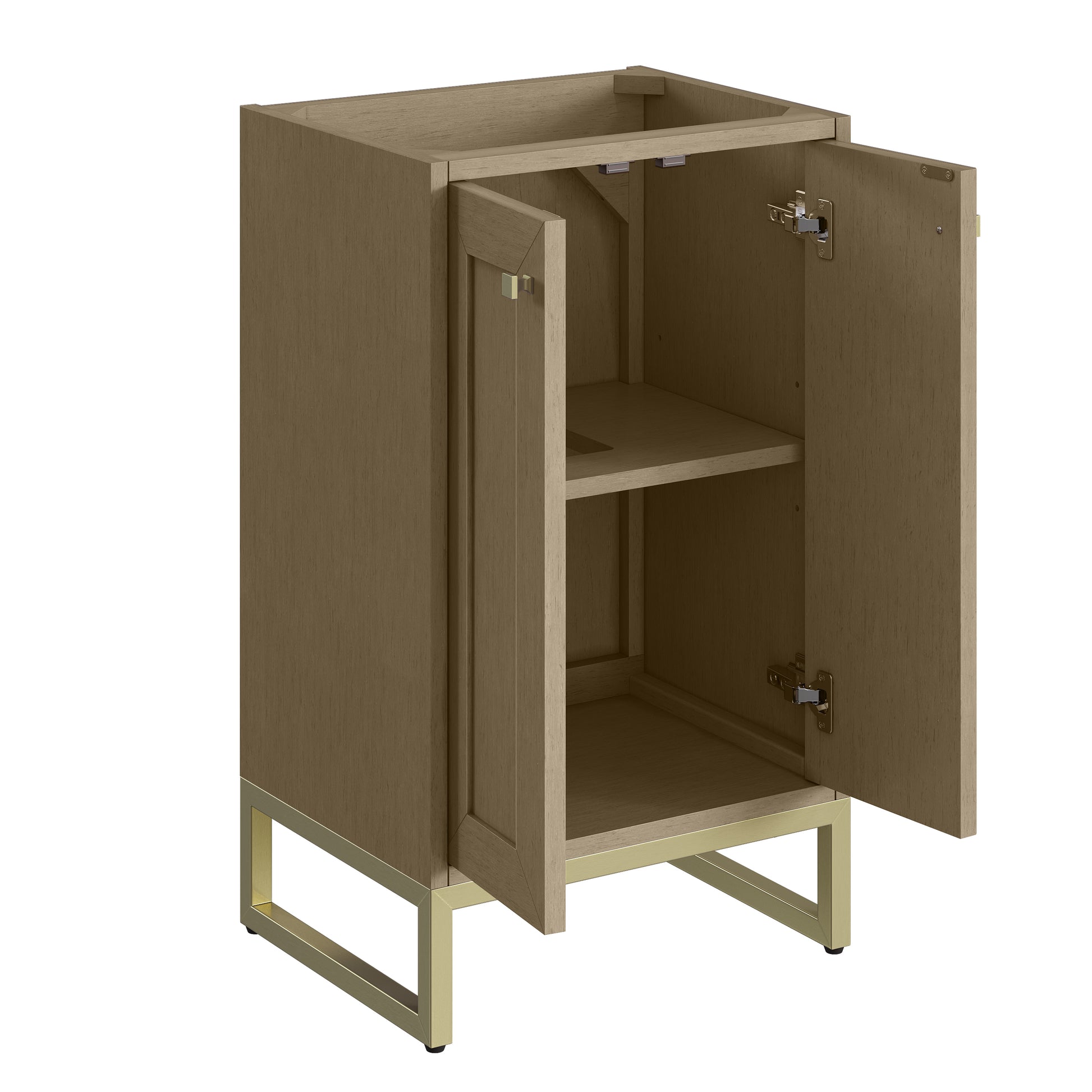 James Martin Vanities Chianti 20" Walnut Whisper Champagne Brass Base Single Cabinet