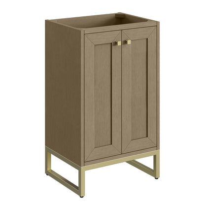 James Martin Vanities Chianti 20" Walnut Whisper Champagne Brass Base Single Vanity With White Glossy Composite Stone Top