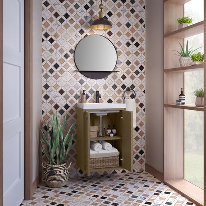 James Martin Vanities Chianti 20" Walnut Whisper Matte Black Base Single Vanity With White Glossy Composite Stone Top