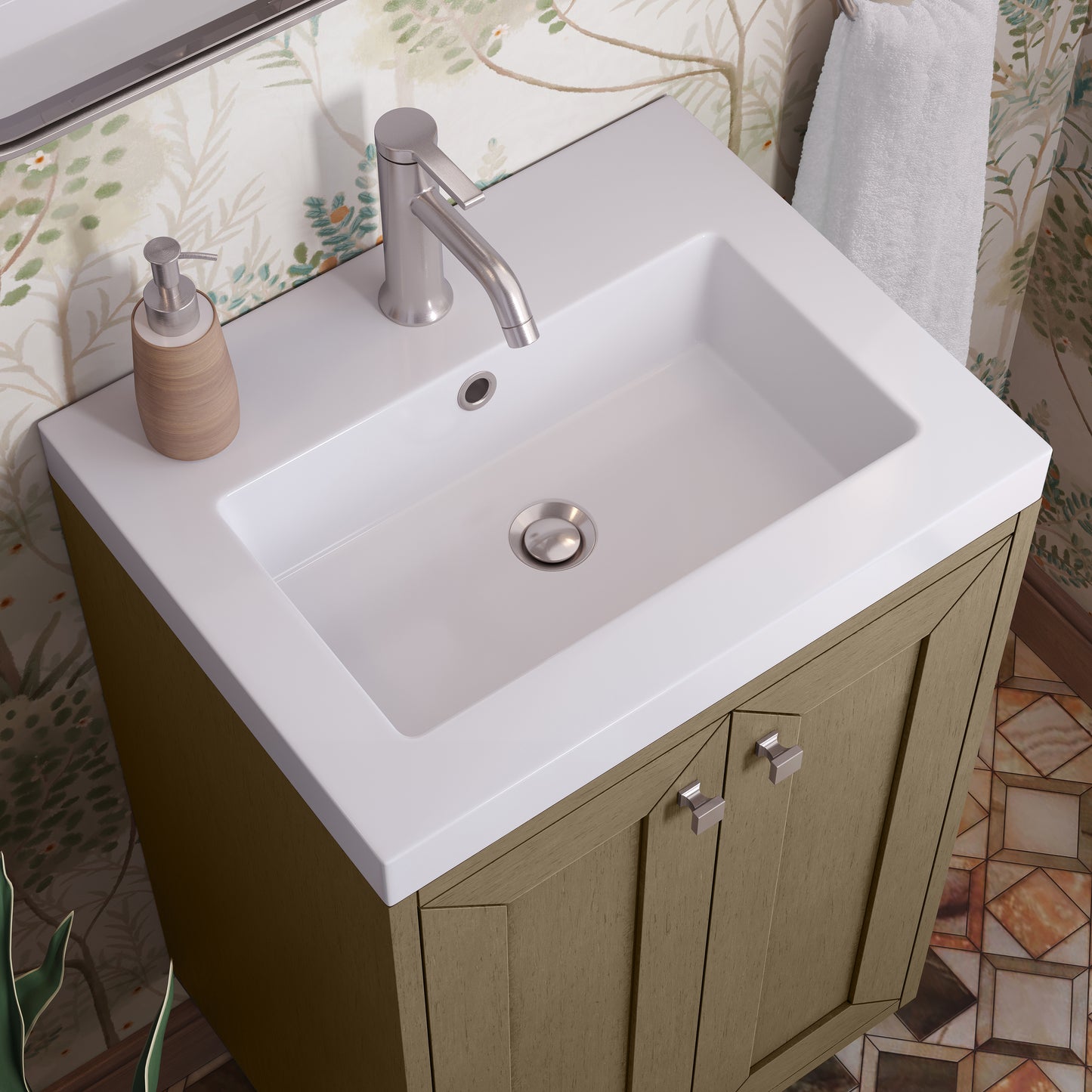 James Martin Vanities Chianti 20" Walnut Whisper Single Vanity With White Glossy Composite Stone Top