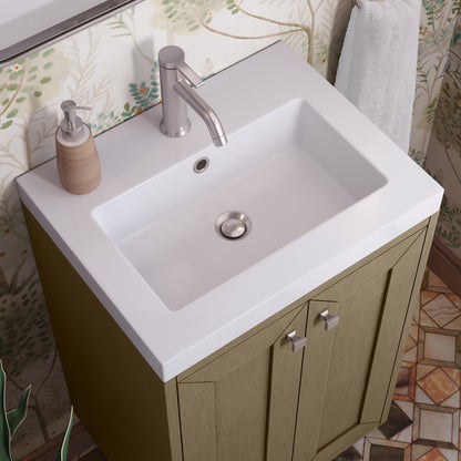 James Martin Vanities Chianti 20" Walnut Whisper Single Vanity With White Glossy Composite Stone Top