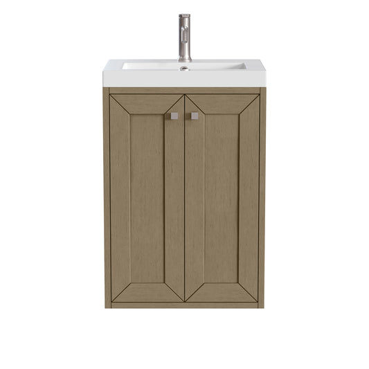 James Martin Vanities Chianti 20" Walnut Whisper Single Vanity With White Glossy Composite Stone Top
