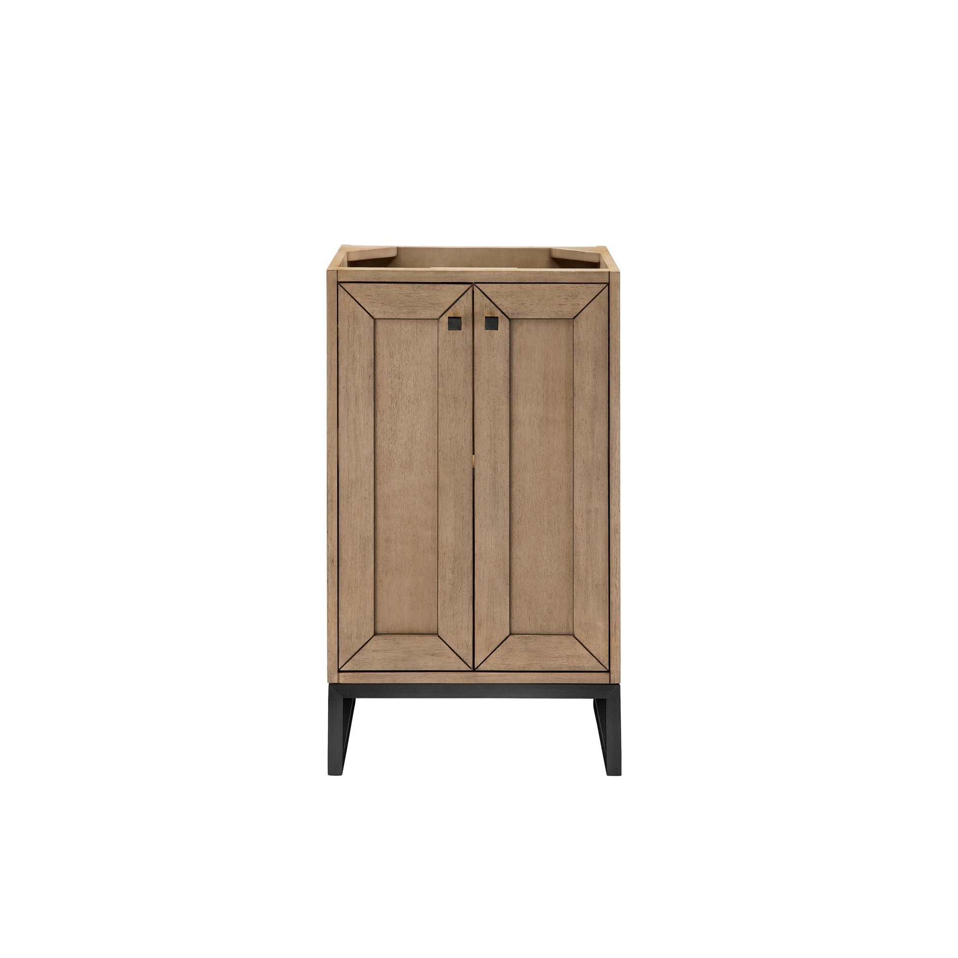 James Martin Vanities Chianti 20" Whitewashed Walnut, Matte Black Single Vanity Cabinet With White Glossy Composite Countertop