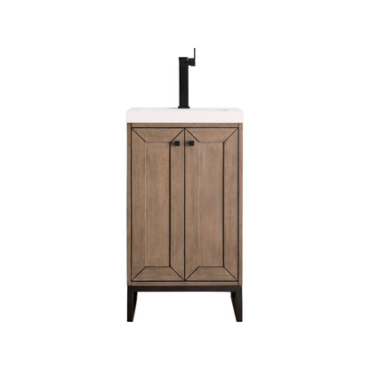 James Martin Vanities Chianti 20" Whitewashed Walnut, Matte Black Single Vanity Cabinet