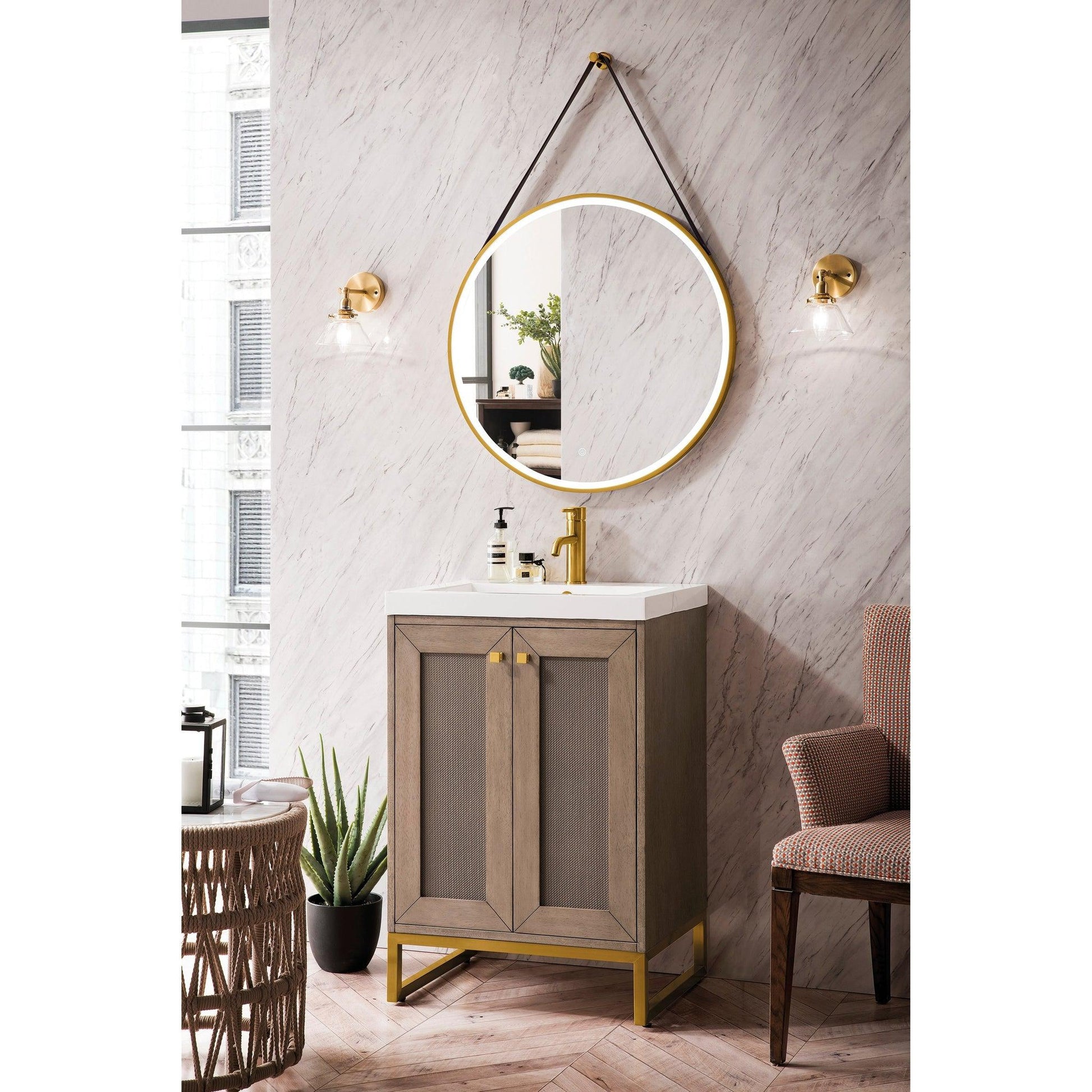 James Martin Vanities Chianti 20" Whitewashed Walnut, Radiant Gold Single Vanity Cabinet