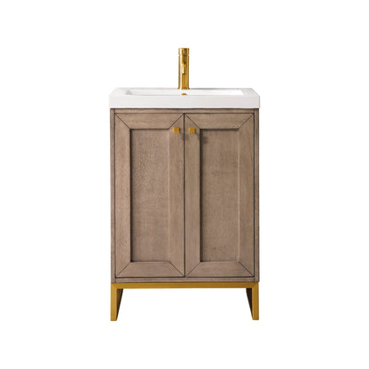 James Martin Vanities Chianti 20" Whitewashed Walnut, Radiant Gold Single Vanity Cabinet