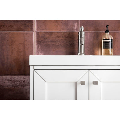 James Martin Vanities Chianti 24" Glossy White, Brushed Nickel Single Vanity Cabinet