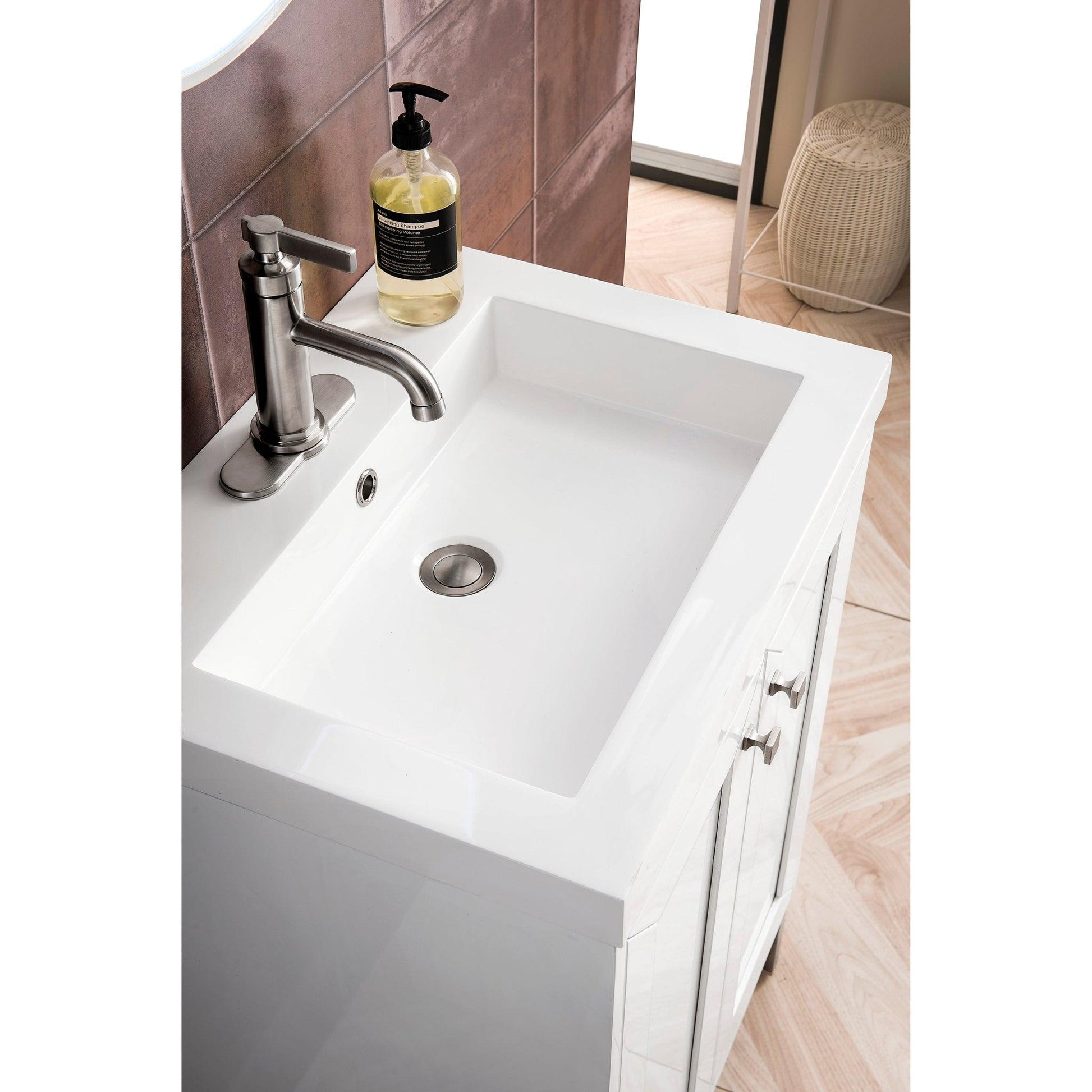 James Martin Vanities Chianti 24" Glossy White, Brushed Nickel Single Vanity Cabinet