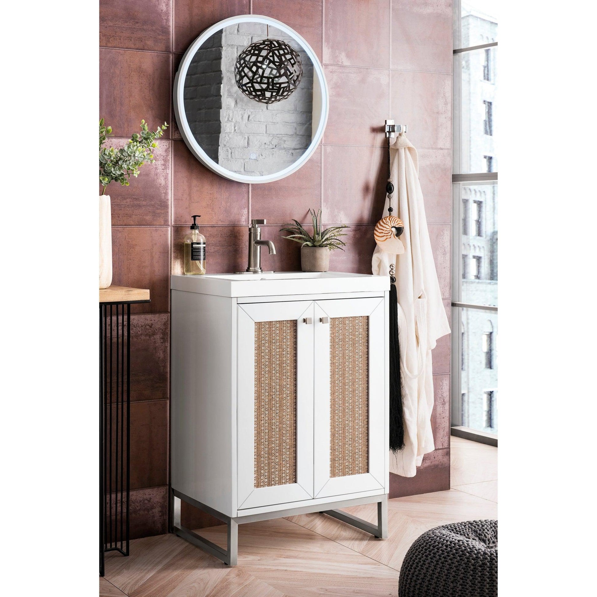 James Martin Vanities Chianti 24" Glossy White, Brushed Nickel Single Vanity Cabinet