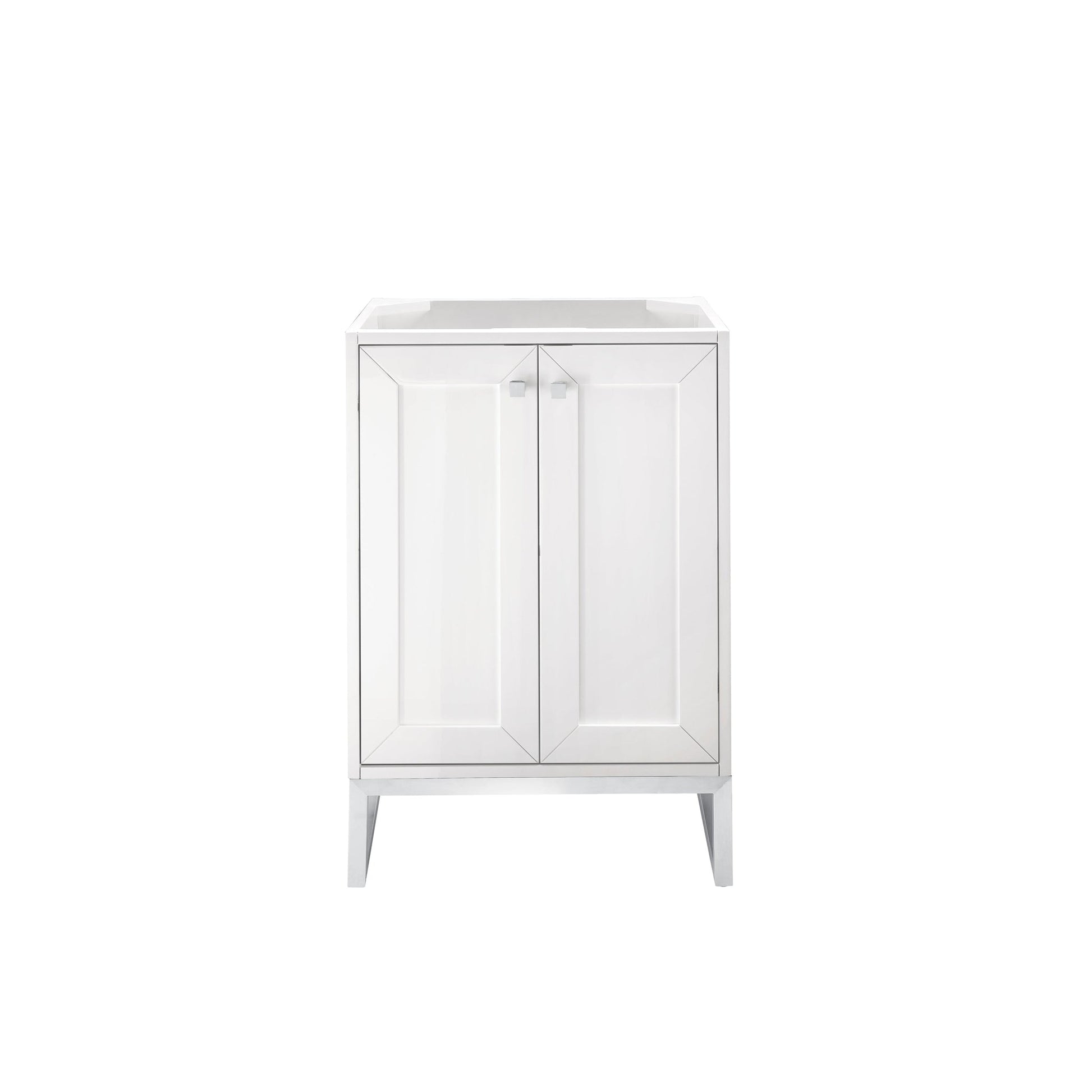 James Martin Vanities Chianti 24" Glossy White, Brushed Nickel Single Vanity Cabinet With White Glossy Composite Countertop