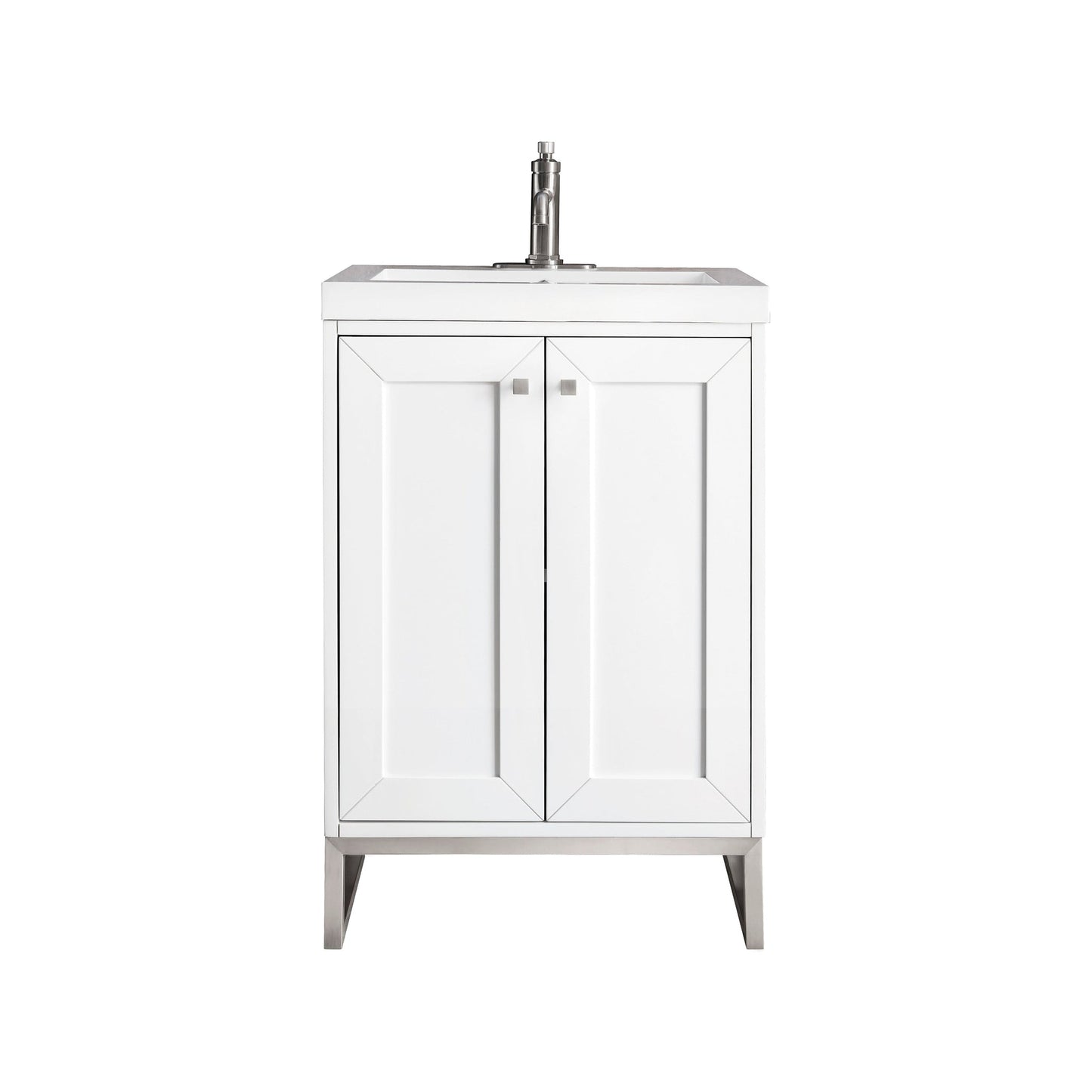 James Martin Vanities Chianti 24" Glossy White, Brushed Nickel Single Vanity Cabinet