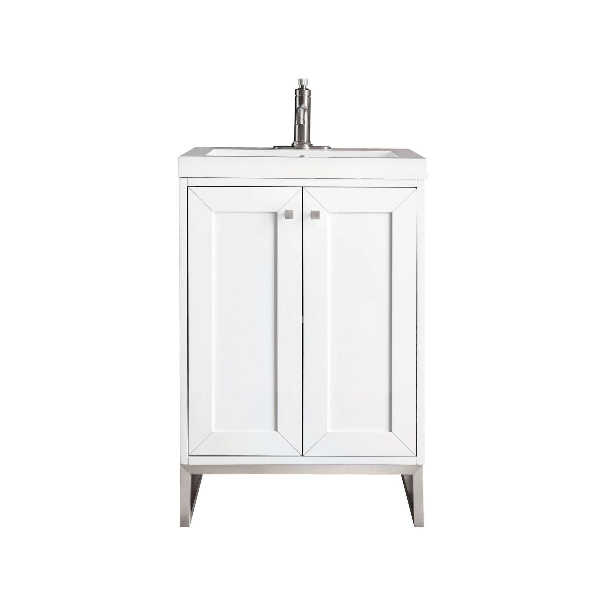 James Martin Vanities Chianti 24" Glossy White, Brushed Nickel Single Vanity Cabinet