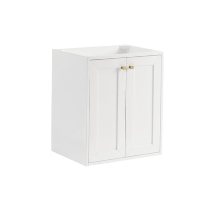 James Martin Vanities Chianti 24" Glossy White Champagne Brass Base Single Cabinet