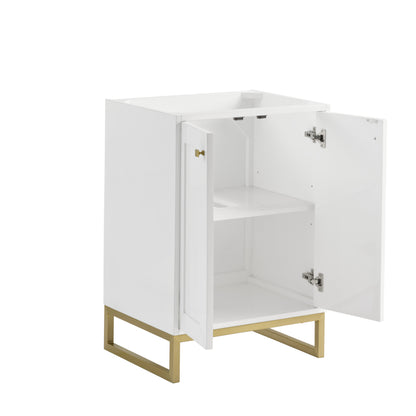 James Martin Vanities Chianti 24" Glossy White Champagne Brass Base Single Cabinet