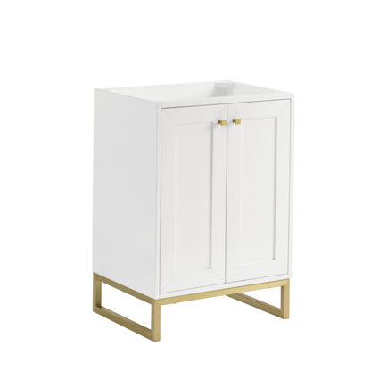 James Martin Vanities Chianti 24" Glossy White Champagne Brass Base Single Cabinet