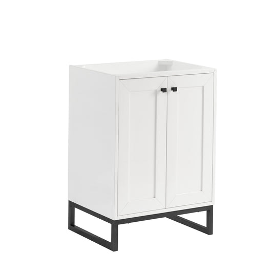 James Martin Vanities Chianti 24" Glossy White Matte Black Base Single Cabinet