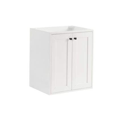 James Martin Vanities Chianti 24" Glossy White Matte Black Base Single Vanity With White Glossy Composite Stone Top