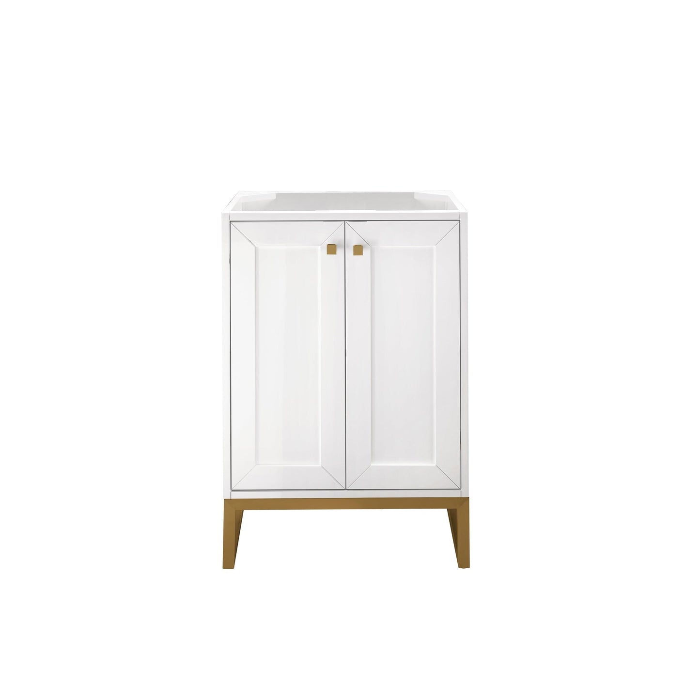 James Martin Vanities Chianti 24" Glossy White, Radiant Gold Single Vanity Cabinet