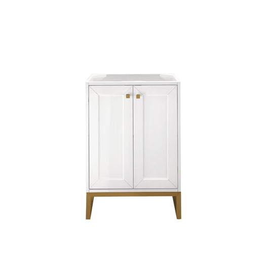 James Martin Vanities Chianti 24" Glossy White, Radiant Gold Single Vanity Cabinet