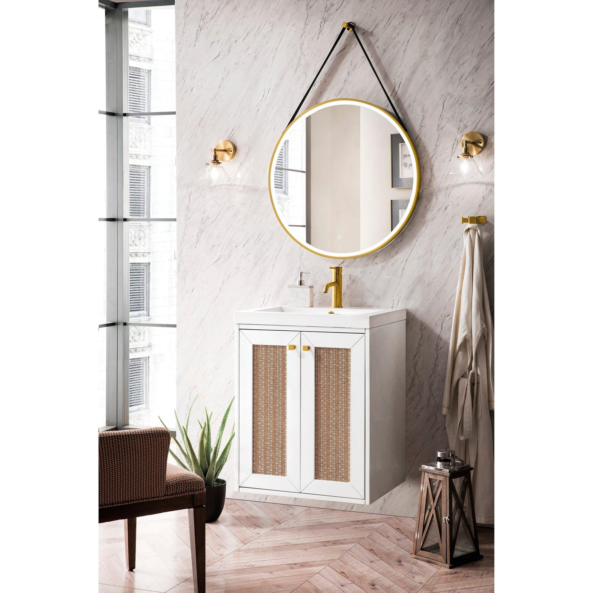 James Martin Vanities Chianti 24" Glossy White Single Vanity Cabinet With White Glossy Composite Countertop