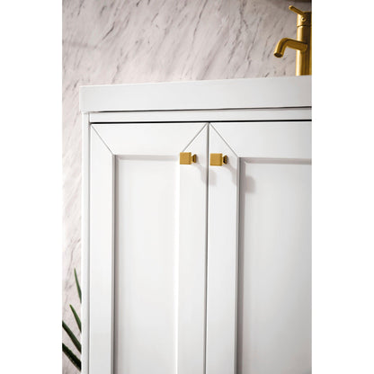 James Martin Vanities Chianti 24" Glossy White Single Vanity Cabinet With White Glossy Composite Countertop