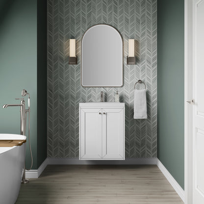 James Martin Vanities Chianti 24" Glossy White Single Vanity With White Glossy Composite Stone Top