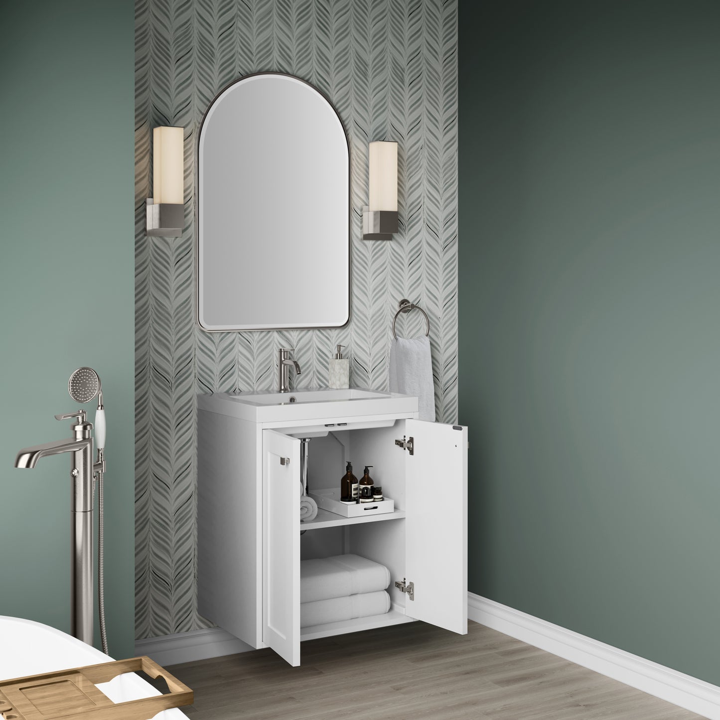 James Martin Vanities Chianti 24" Glossy White Single Vanity With White Glossy Composite Stone Top