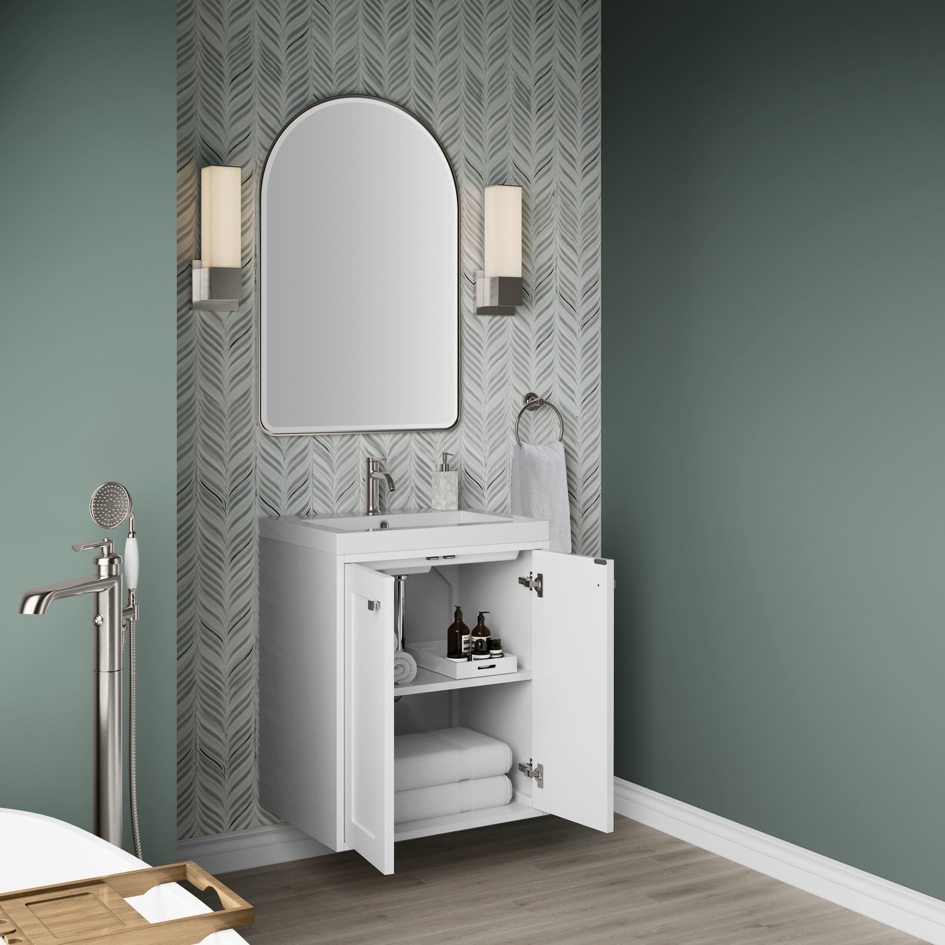 James Martin Vanities Chianti 24" Glossy White Single Vanity With White Glossy Composite Stone Top