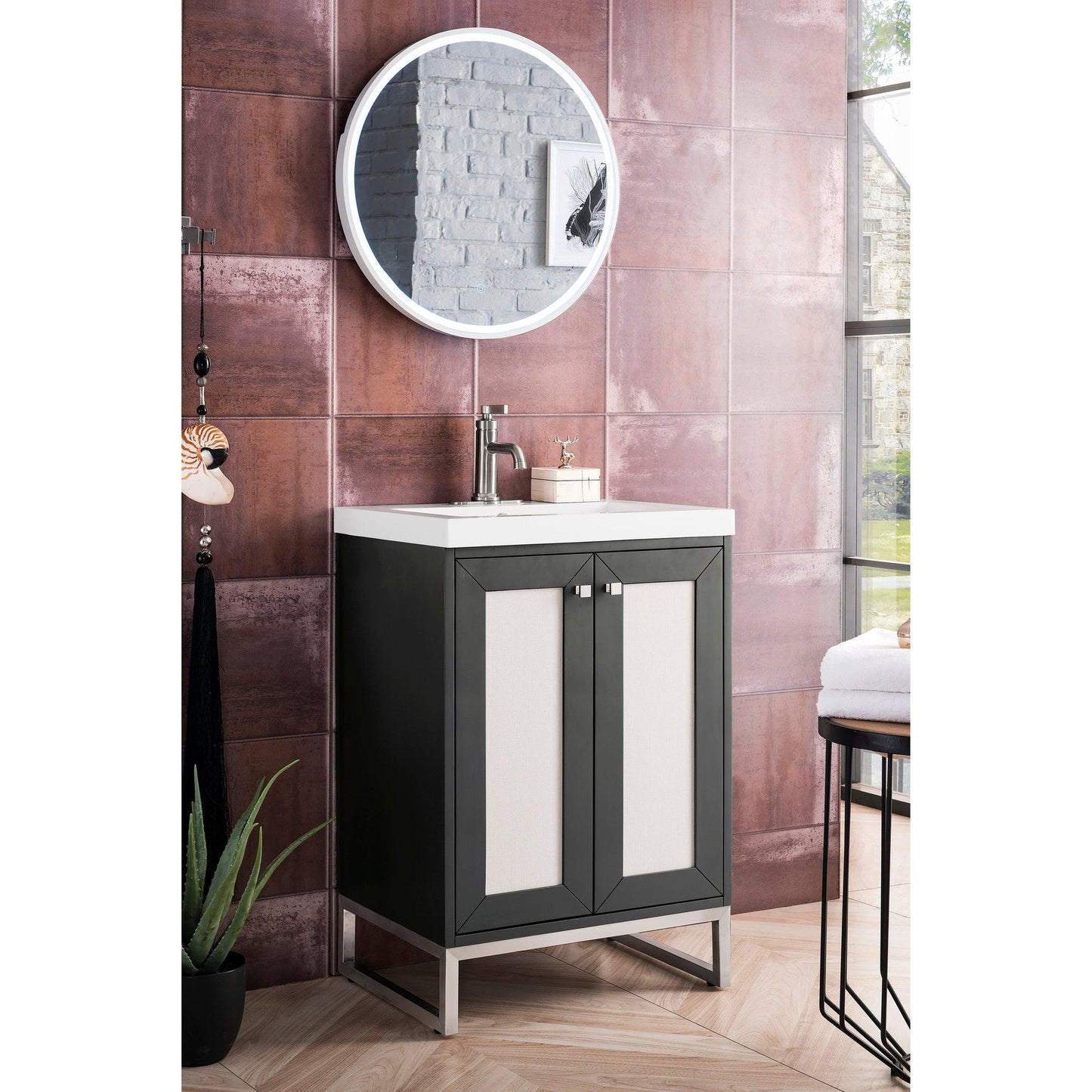 James Martin Vanities Chianti 24" Mineral Grey, Brushed Nickel Single Vanity Cabinet