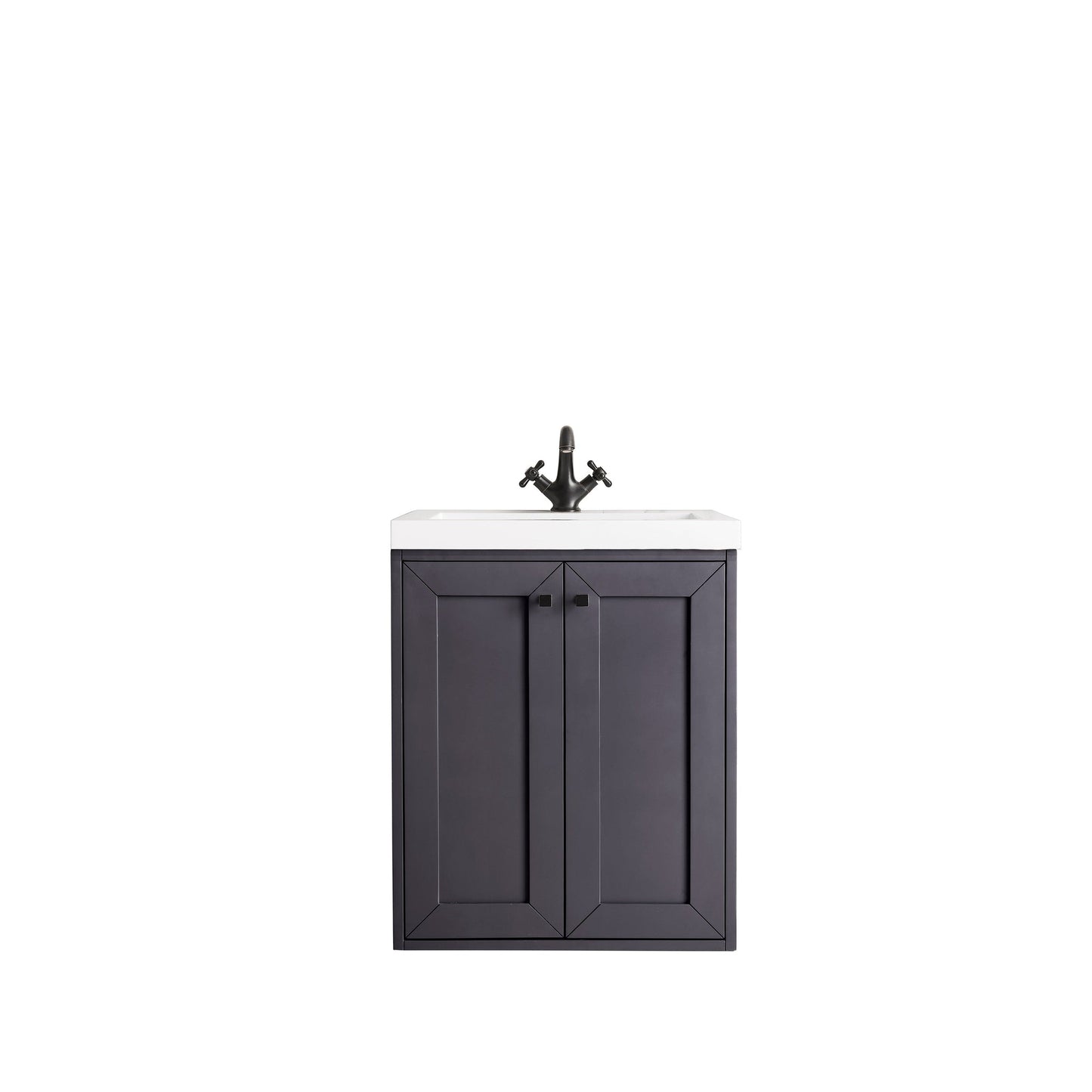 James Martin Vanities Chianti 24" Mineral Grey Single Vanity Cabinet With White Glossy Composite Countertop