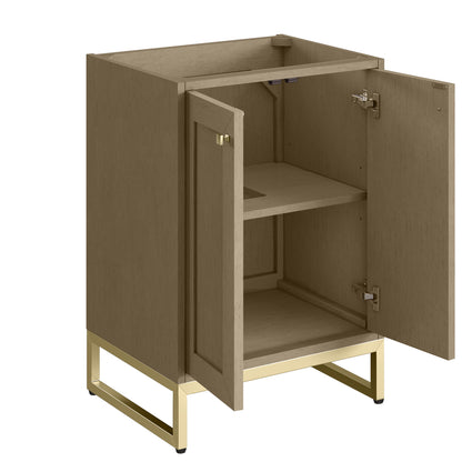 James Martin Vanities Chianti 24" Walnut Whisper Champagne Brass Base Single Cabinet