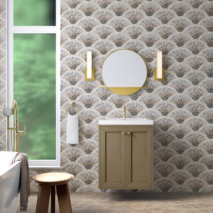 James Martin Vanities Chianti 24" Walnut Whisper Champagne Brass Base Single Vanity With White Glossy Composite Stone Top