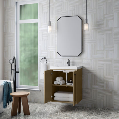 James Martin Vanities Chianti 24" Walnut Whisper Matte Black Base Single Vanity With White Glossy Composite Stone Top